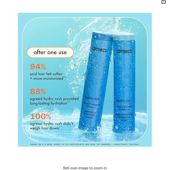 Amika hydro rush intense moisture shampoo with hyaluronic acid, 275ml - Picture 6 of 6
